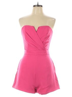 DO+BE Strapless Hot Pink Romper with Sweetheart Wrap Bodice